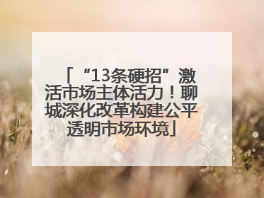 “13条硬招”激活市场主体活力！聊城深化改革构建公平透明市场环境