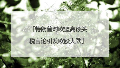 特朗普对欧盟高额关税言论引发欧股大跌