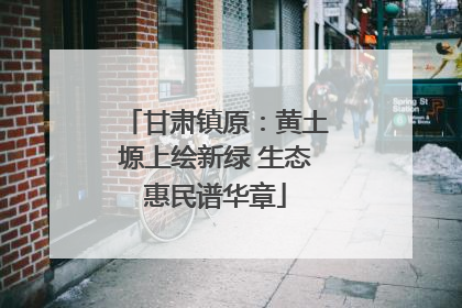 甘肃镇原：黄土塬上绘新绿 生态惠民谱华章