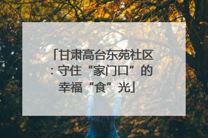 甘肃高台东苑社区：守住“家门口”的幸福“食”光