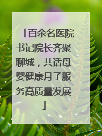 百余名医院书记院长齐聚聊城，共话母婴健康月子服务高质量发展