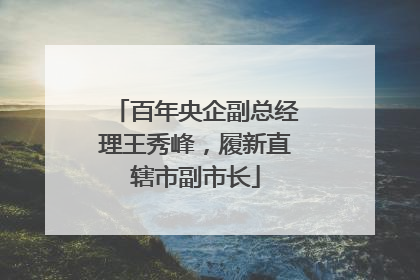 百年央企副总经理王秀峰，履新直辖市副市长