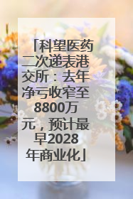 科望医药二次递表港交所：去年净亏收窄至8800万元，预计最早2028年商业化