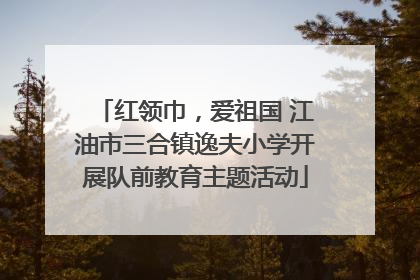 红领巾，爱祖国 江油市三合镇逸夫小学开展队前教育主题活动