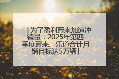 为了盈利蔚来加速冲销量：2025年第四季度蔚来、乐道合计月销目标达5万辆