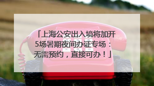 上海公安出入境将加开5场暑期夜间办证专场：无需预约，直接可办！