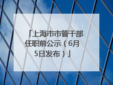 上海市市管干部任职前公示（6月5日发布）