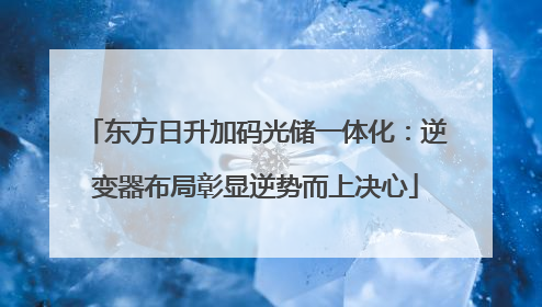 东方日升加码光储一体化：逆变器布局彰显逆势而上决心