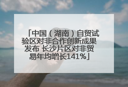 中国（湖南）自贸试验区对非合作创新成果发布 长沙片区对非贸易年均增长141%