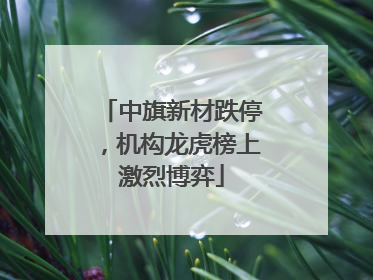 中旗新材跌停，机构龙虎榜上激烈博弈