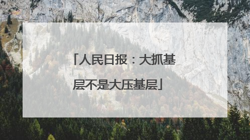 人民日报：大抓基层不是大压基层
