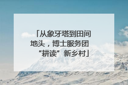 从象牙塔到田间地头，博士服务团“耕读”新乡村