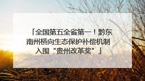 全国第五全省第一！黔东南州横向生态保护补偿机制入围“贵州改革奖”