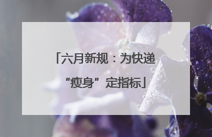 六月新规：为快递“瘦身”定指标