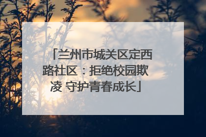 兰州市城关区定西路社区：拒绝校园欺凌 守护青春成长