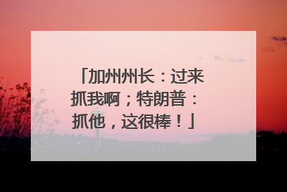 加州州长：过来抓我啊；特朗普：抓他，这很棒！