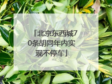 北京东西城70条胡同年内实现不停车
