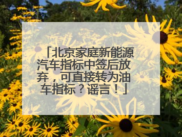 北京家庭新能源汽车指标中签后放弃，可直接转为油车指标？谣言！