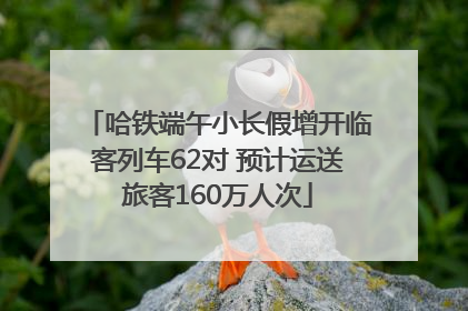 哈铁端午小长假增开临客列车62对 预计运送旅客160万人次