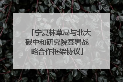 宁夏林草局与北大碳中和研究院签署战略合作框架协议
