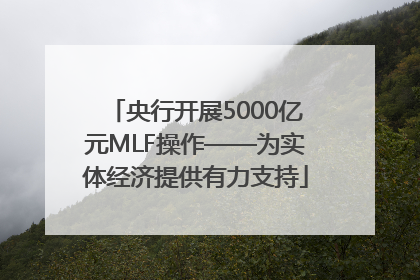 央行开展5000亿元MLF操作——为实体经济提供有力支持