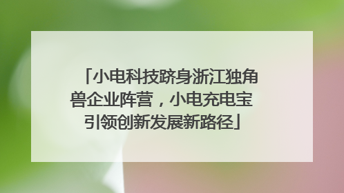 小电科技跻身浙江独角兽企业阵营，小电充电宝引领创新发展新路径