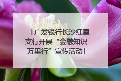 广发银行长沙红星支行开展“金融知识万里行”宣传活动