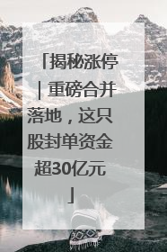 揭秘涨停｜重磅合并落地，这只股封单资金超30亿元