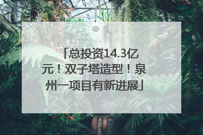 总投资14.3亿元！双子塔造型！泉州一项目有新进展