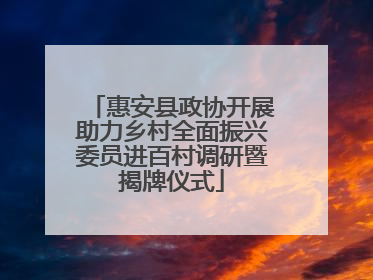 惠安县政协开展助力乡村全面振兴委员进百村调研暨揭牌仪式