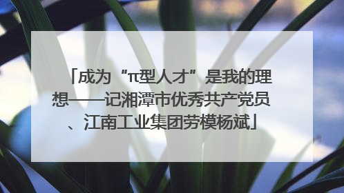 成为“π型人才”是我的理想——记湘潭市优秀共产党员、江南工业集团劳模杨斌