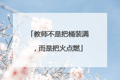 教师不是把桶装满，而是把火点燃