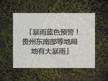 暴雨蓝色预警！贵州东南部等地局地有大暴雨