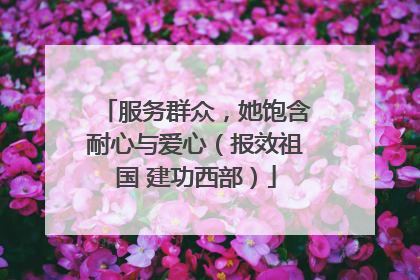 服务群众，她饱含耐心与爱心（报效祖国 建功西部）