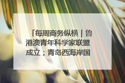 每周商务纵横｜鲁港澳青年科学家联盟成立；青岛西海岸国际能源自贸港启用