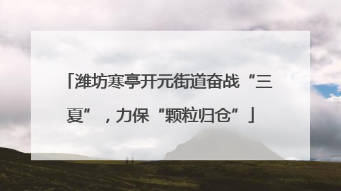 潍坊寒亭开元街道奋战“三夏”，力保“颗粒归仓”