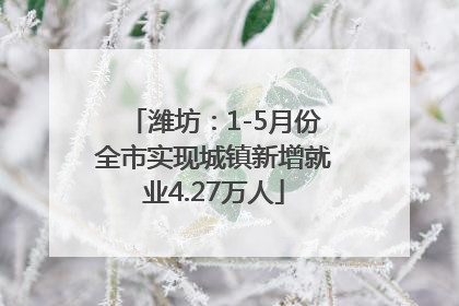 潍坊：1-5月份全市实现城镇新增就业4.27万人