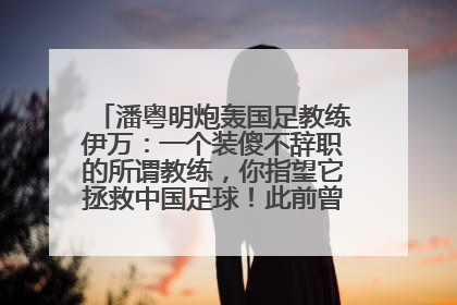 潘粤明炮轰国足教练伊万：一个装傻不辞职的所谓教练，你指望它拯救中国足球！此前曾多次发文评价国足
