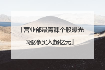 营业部最青睐个股曝光 3股净买入超亿元
