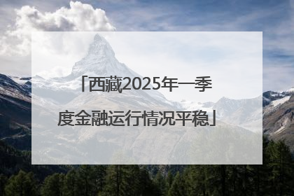 西藏2025年一季度金融运行情况平稳