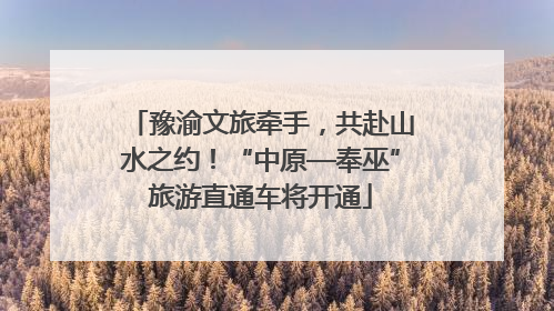 豫渝文旅牵手，共赴山水之约！“中原—奉巫”旅游直通车将开通