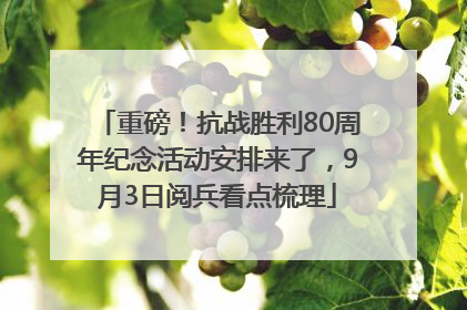 重磅！抗战胜利80周年纪念活动安排来了，9月3日阅兵看点梳理