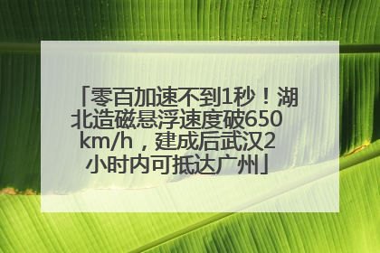零百加速不到1秒！湖北造磁悬浮速度破650km/h，建成后武汉2小时内可抵达广州