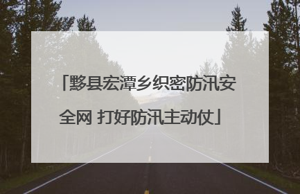 黟县宏潭乡织密防汛安全网 打好防汛主动仗